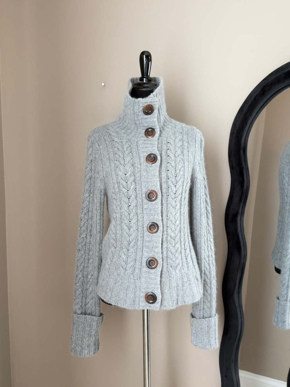 VTG Abercrombie & Fitch Y2K Cable Knit Cardigan (Wool,Cashmere,Rabbit Hair) M